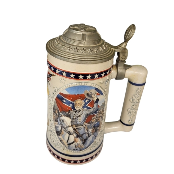 Patriotic Ceramic Beer Stein with Pewter Lid Robert E. Lee Limited Edition D0698 - Picture 12 of 15